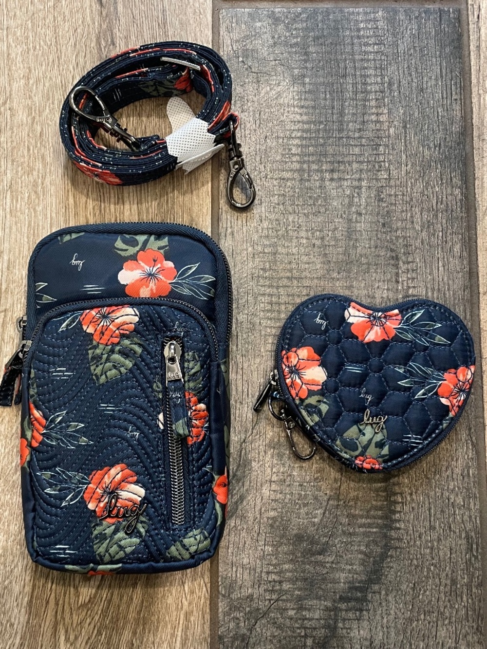 Lug Aloha Navy Pitter Patter and Heart Pouch Set